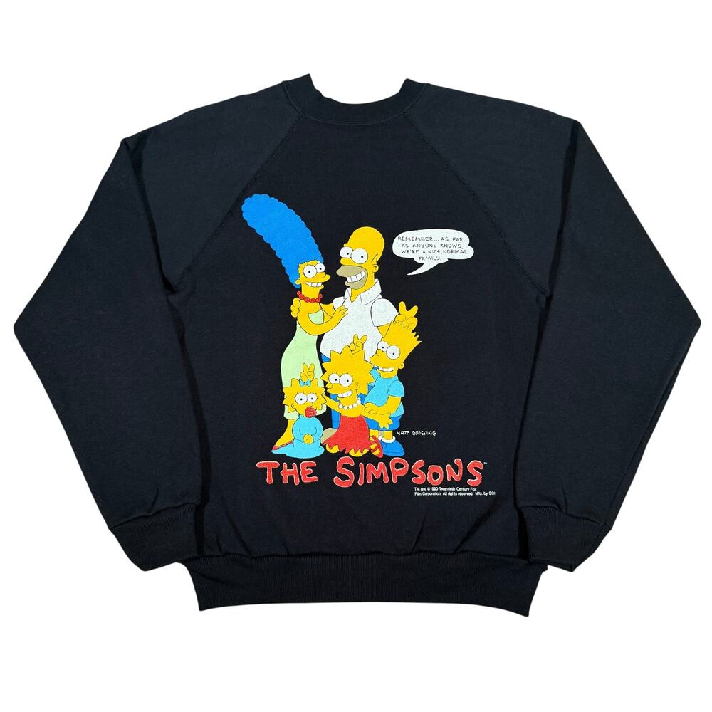 Vintage 1990 The Simpsons Black Crewneck Sweatshirt Made in USA Fits like XS